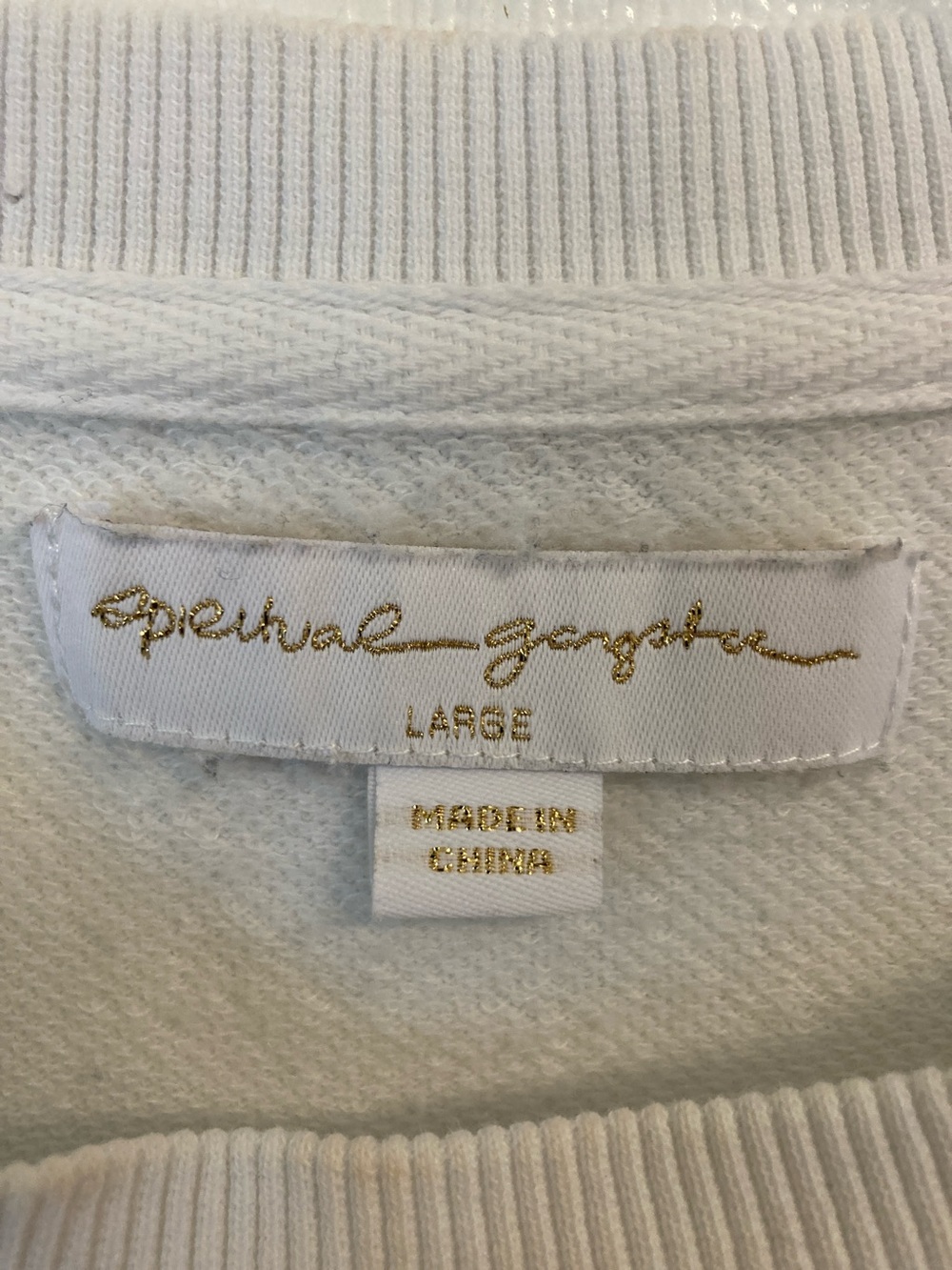 Spiritual Gangster White Sweatshirt with Gold Script Label Love Louder - Picture 2 of 7